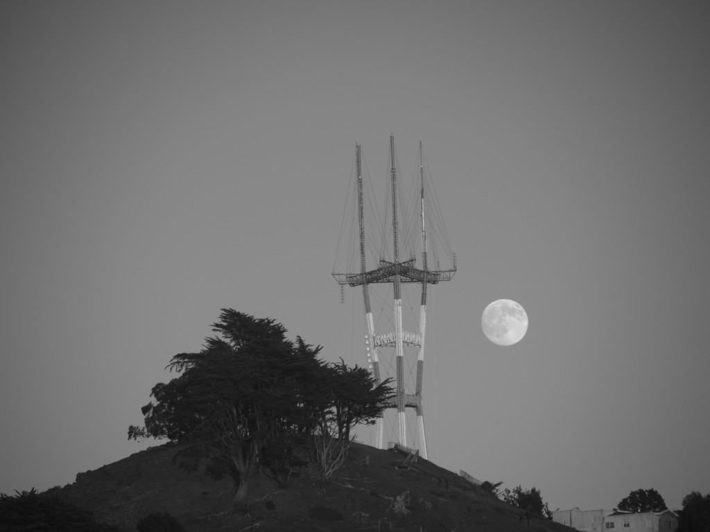 Grandview Park, the Sutro Tower, and the moon.