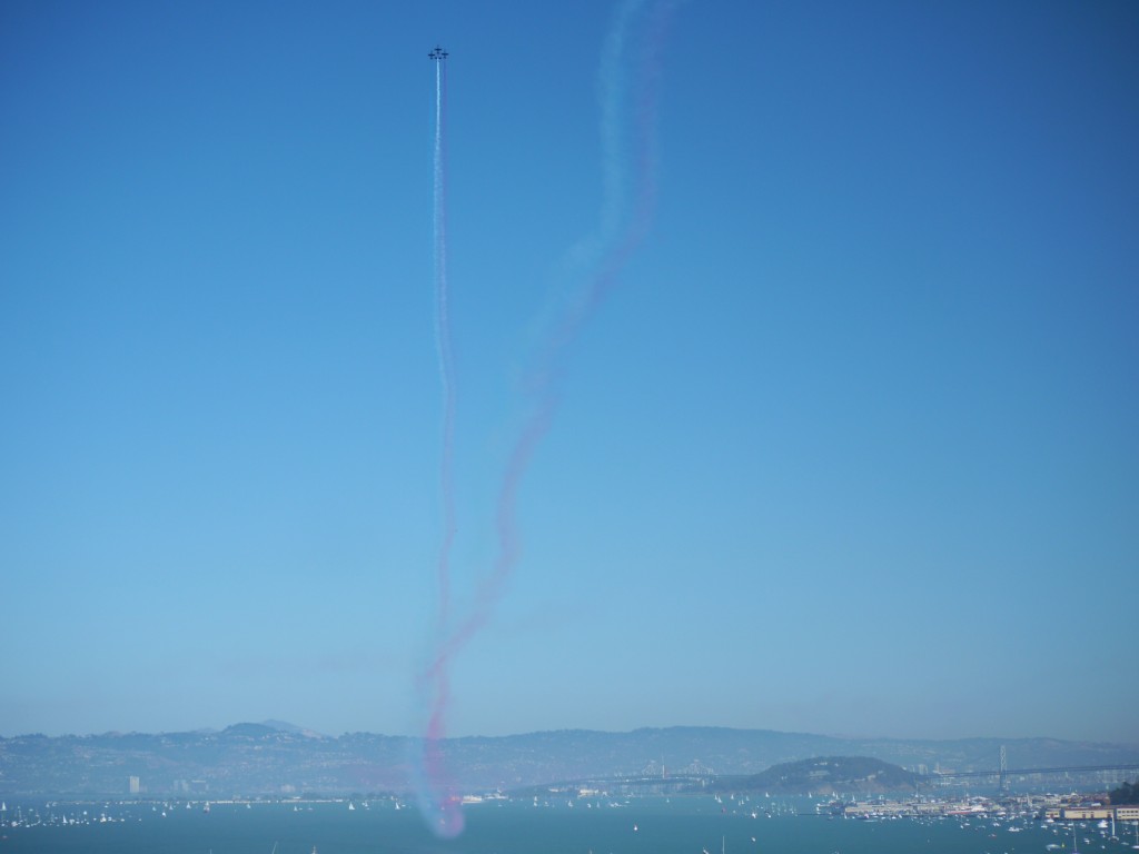 Aerobatics team over San Francisco Bay.